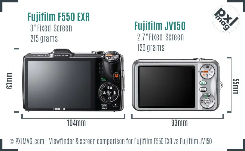 Fujifilm F550 EXR vs Fujifilm JV150 Screen and Viewfinder comparison Fujifilm F550 EXR vs Fujifilm JV150 Screen and Viewfinder comparison