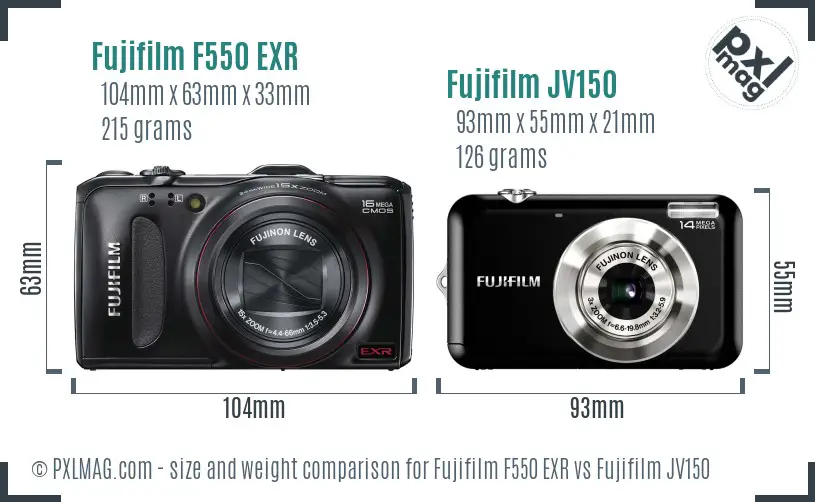 Fujifilm F550 EXR vs Fujifilm JV150 size comparison Fujifilm F550 EXR vs Fujifilm JV150 size comparison