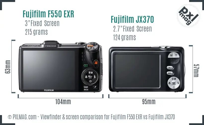 Fujifilm F550 EXR vs Fujifilm JX370 Screen and Viewfinder comparison