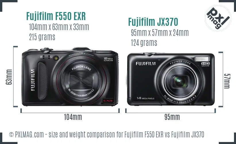 Fujifilm F550 EXR vs Fujifilm JX370 size comparison