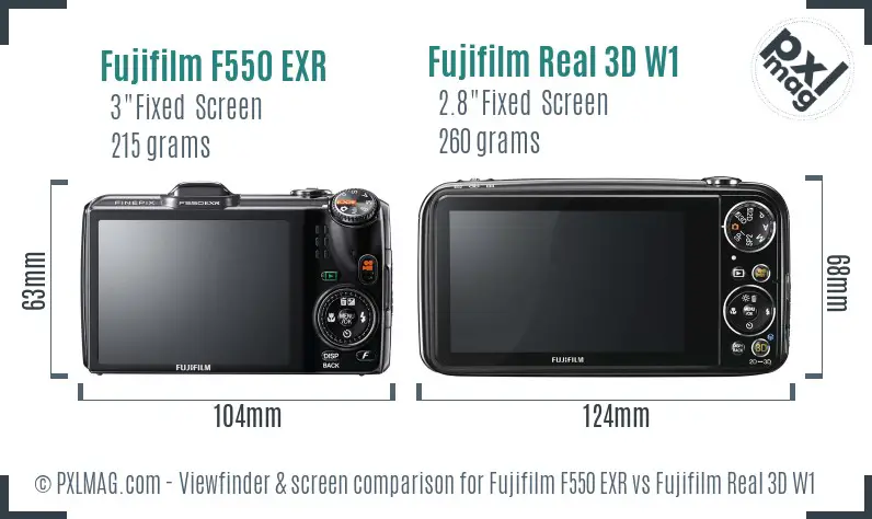 Fujifilm F550 EXR vs Fujifilm Real 3D W1 Screen and Viewfinder comparison Fujifilm F550 EXR vs Fujifilm Real 3D W1 Screen and Viewfinder comparison