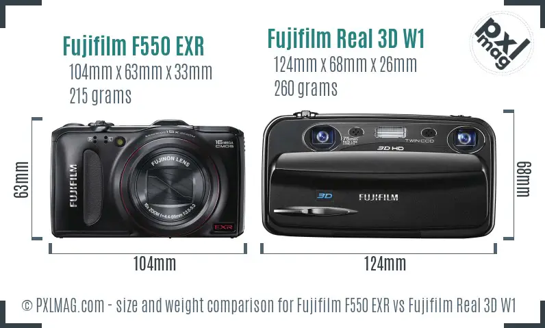 Fujifilm F550 EXR vs Fujifilm Real 3D W1 size comparison Fujifilm F550 EXR vs Fujifilm Real 3D W1 size comparison