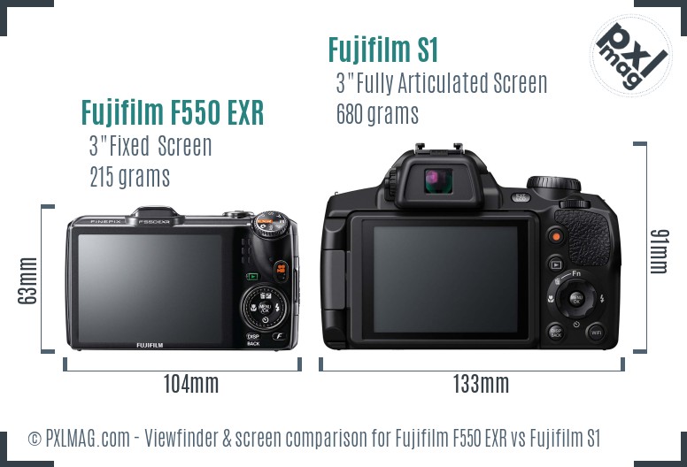 Fujifilm F550 EXR vs Fujifilm S1 Screen and Viewfinder comparison