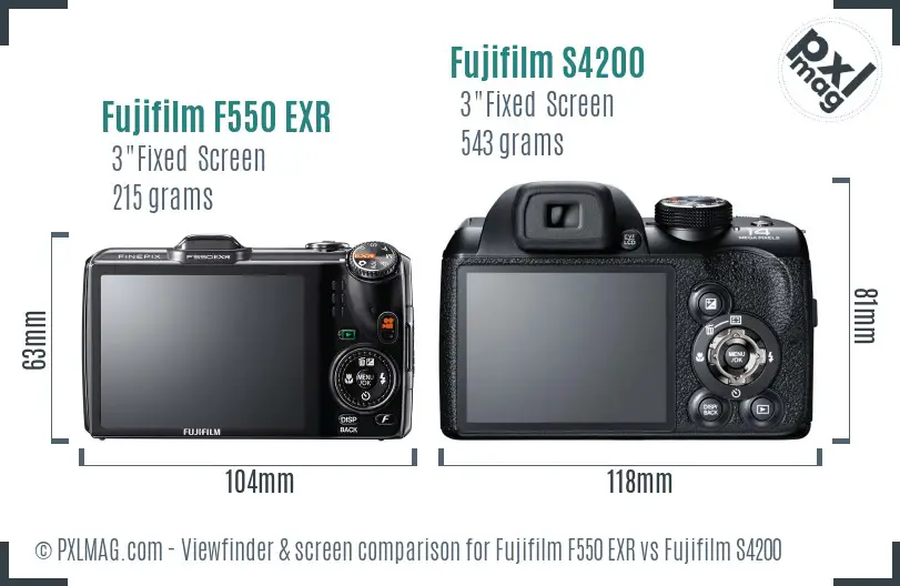 Fujifilm F550 EXR vs Fujifilm S4200 Screen and Viewfinder comparison