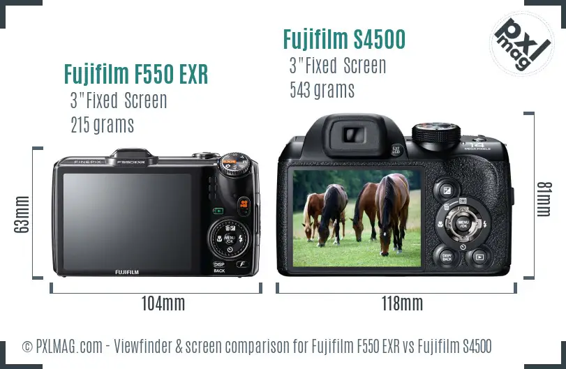Fujifilm F550 EXR vs Fujifilm S4500 Screen and Viewfinder comparison