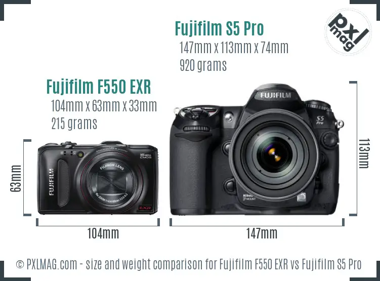 Fujifilm F550 EXR vs Fujifilm S5 Pro size comparison