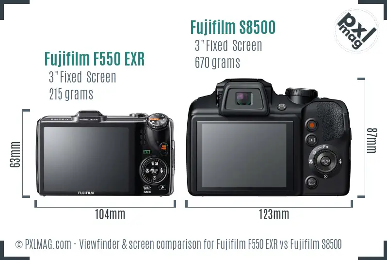 Fujifilm F550 EXR vs Fujifilm S8500 Screen and Viewfinder comparison