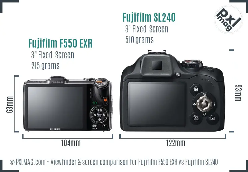 Fujifilm F550 EXR vs Fujifilm SL240 Screen and Viewfinder comparison