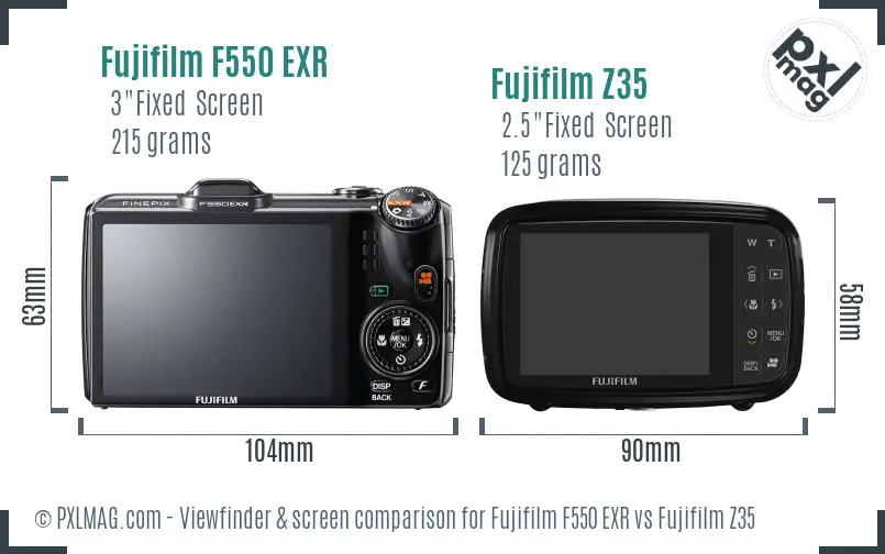 Fujifilm F550 EXR vs Fujifilm Z35 Screen and Viewfinder comparison