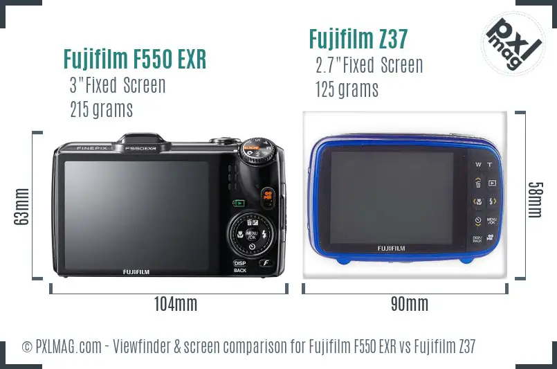 Fujifilm F550 EXR vs Fujifilm Z37 Screen and Viewfinder comparison