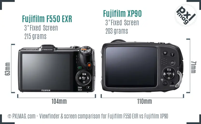 Fujifilm F550 EXR vs Fujifilm XP90 Screen and Viewfinder comparison