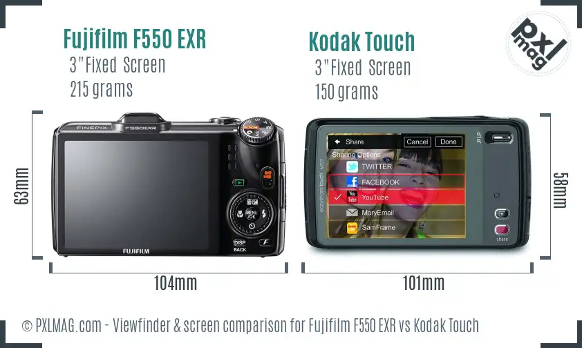 Fujifilm F550 EXR vs Kodak Touch Screen and Viewfinder comparison