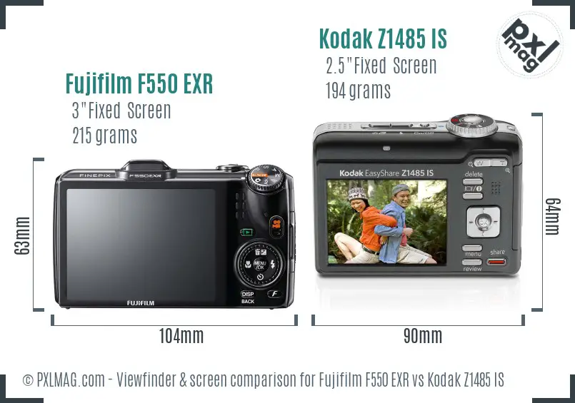 Fujifilm F550 EXR vs Kodak Z1485 IS Screen and Viewfinder comparison Fujifilm F550 EXR vs Kodak Z1485 IS Screen and Viewfinder comparison