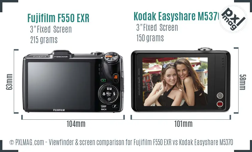 Fujifilm F550 EXR vs Kodak Easyshare M5370 Screen and Viewfinder comparison