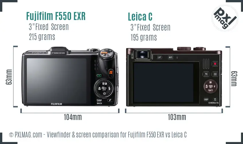 Fujifilm F550 EXR vs Leica C Screen and Viewfinder comparison