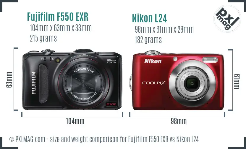 Fujifilm F550 EXR vs Nikon L24 size comparison Fujifilm F550 EXR vs Nikon L24 size comparison