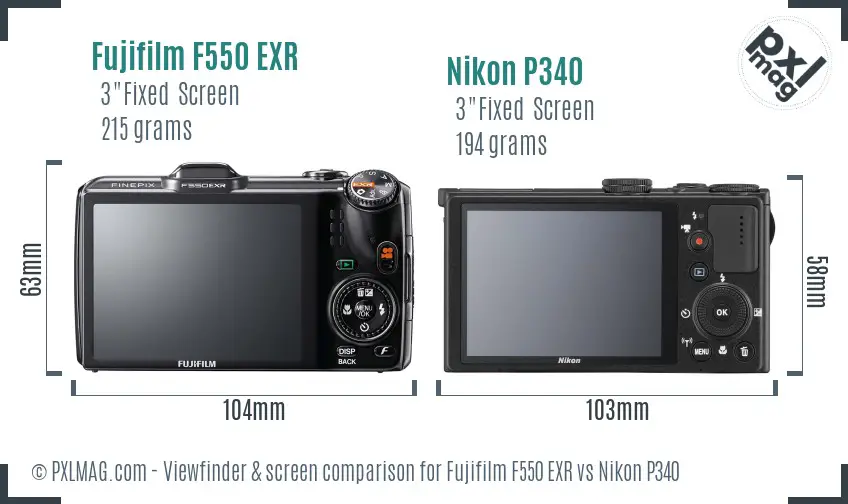 Fujifilm F550 EXR vs Nikon P340 Screen and Viewfinder comparison Fujifilm F550 EXR vs Nikon P340 Screen and Viewfinder comparison