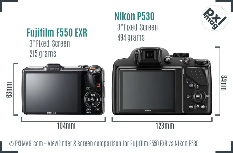 Fujifilm F550 EXR vs Nikon P530 Screen and Viewfinder comparison Fujifilm F550 EXR vs Nikon P530 Screen and Viewfinder comparison
