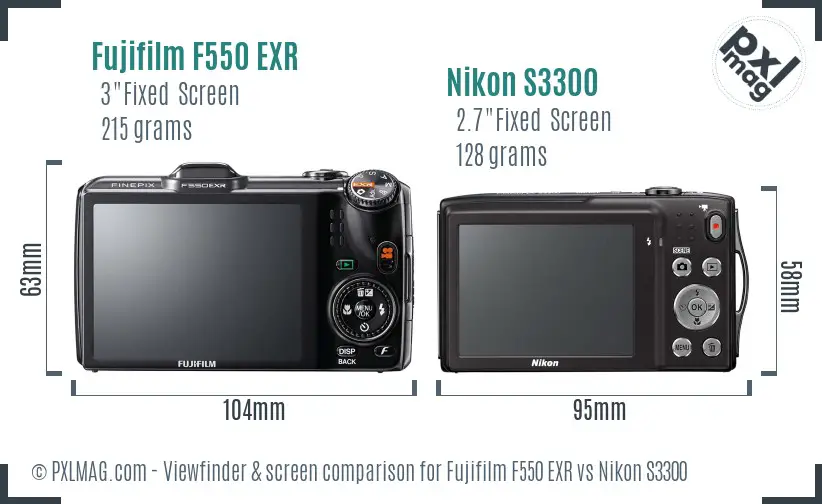 Fujifilm F550 EXR vs Nikon S3300 Screen and Viewfinder comparison Fujifilm F550 EXR vs Nikon S3300 Screen and Viewfinder comparison