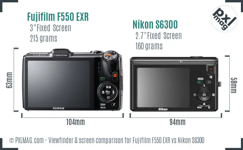 Fujifilm F550 EXR vs Nikon S6300 Screen and Viewfinder comparison