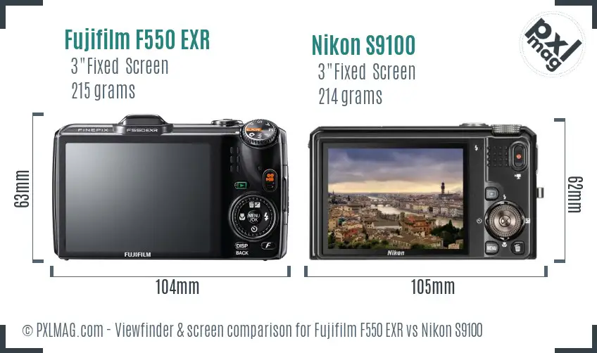 Fujifilm F550 EXR vs Nikon S9100 Screen and Viewfinder comparison