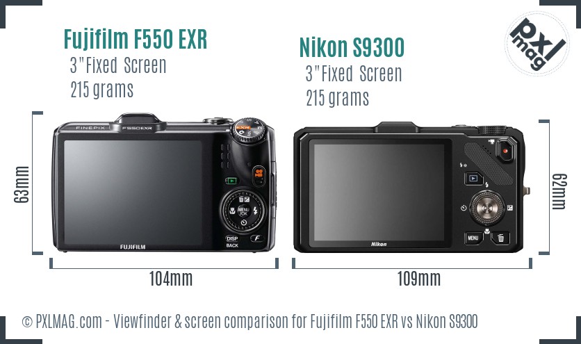 Fujifilm F550 EXR vs Nikon S9300 Screen and Viewfinder comparison