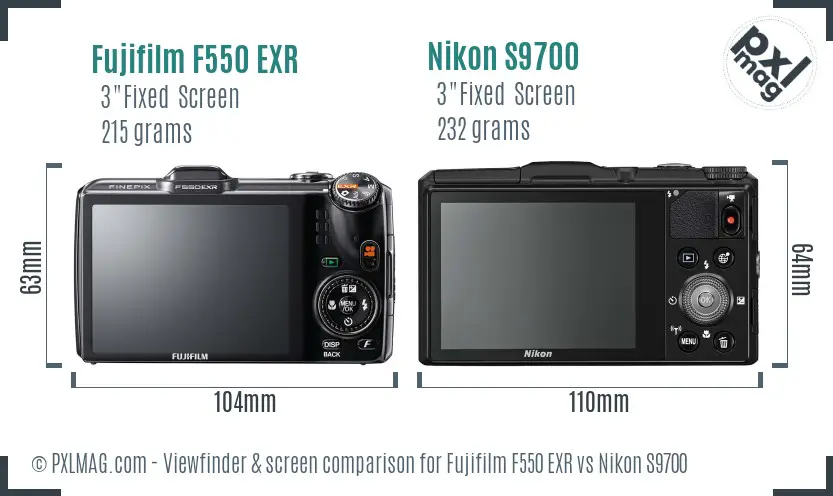 Fujifilm F550 EXR vs Nikon S9700 Screen and Viewfinder comparison Fujifilm F550 EXR vs Nikon S9700 Screen and Viewfinder comparison