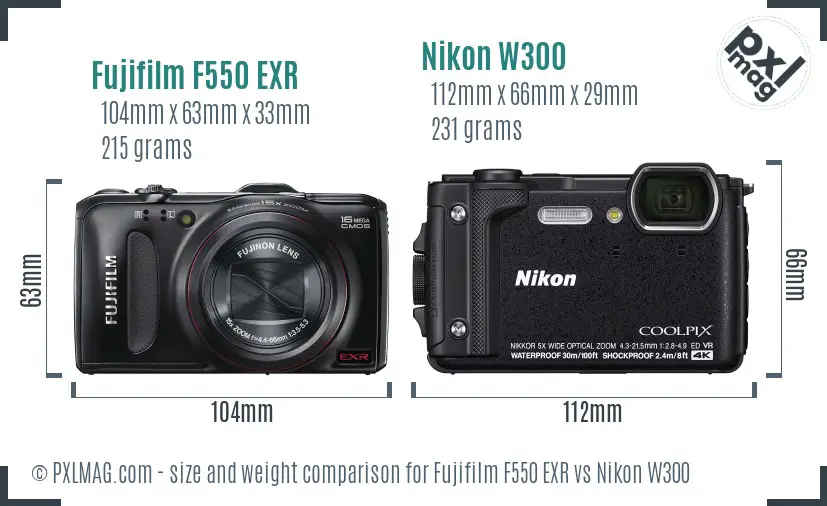 Fujifilm F550 EXR vs Nikon W300 size comparison Fujifilm F550 EXR vs Nikon W300 size comparison
