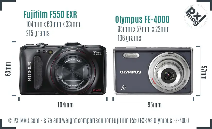 Fujifilm F550 EXR vs Olympus FE-4000 size comparison Fujifilm F550 EXR vs Olympus FE-4000 size comparison