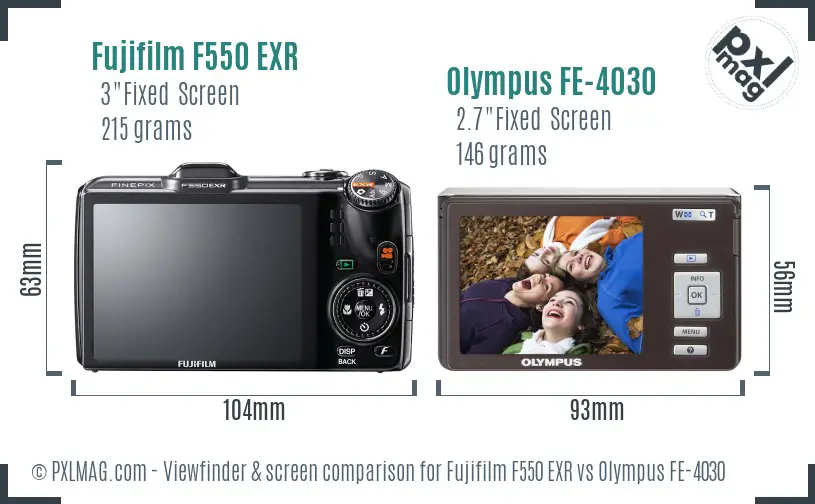 Fujifilm F550 EXR vs Olympus FE-4030 Screen and Viewfinder comparison Fujifilm F550 EXR vs Olympus FE-4030 Screen and Viewfinder comparison