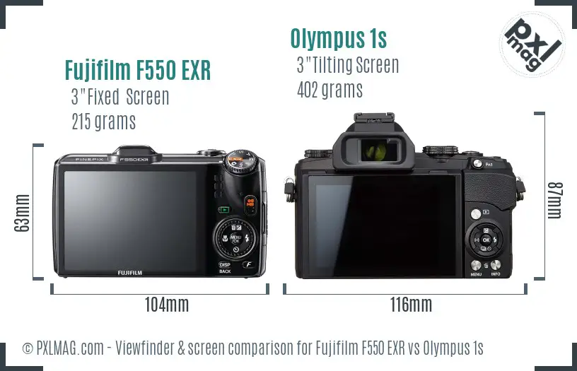 Fujifilm F550 EXR vs Olympus 1s Screen and Viewfinder comparison Fujifilm F550 EXR vs Olympus 1s Screen and Viewfinder comparison