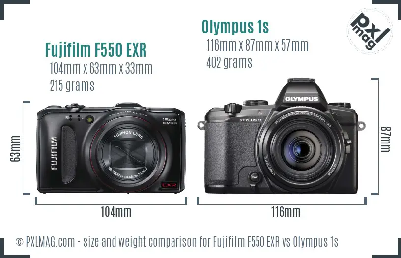 Fujifilm F550 EXR vs Olympus 1s size comparison Fujifilm F550 EXR vs Olympus 1s size comparison