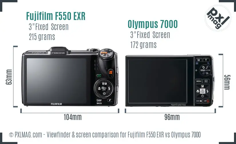 Fujifilm F550 EXR vs Olympus 7000 Screen and Viewfinder comparison Fujifilm F550 EXR vs Olympus 7000 Screen and Viewfinder comparison