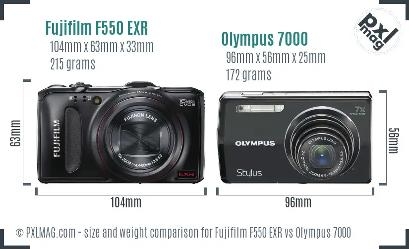 Fujifilm F550 EXR vs Olympus 7000 size comparison Fujifilm F550 EXR vs Olympus 7000 size comparison