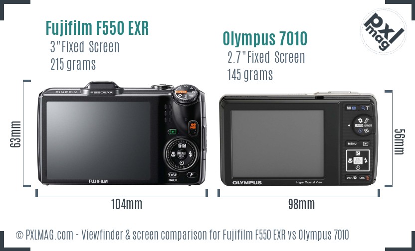 Fujifilm F550 EXR vs Olympus 7010 Screen and Viewfinder comparison