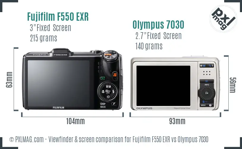 Fujifilm F550 EXR vs Olympus 7030 Screen and Viewfinder comparison Fujifilm F550 EXR vs Olympus 7030 Screen and Viewfinder comparison