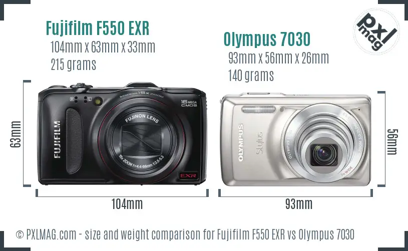 Fujifilm F550 EXR vs Olympus 7030 size comparison Fujifilm F550 EXR vs Olympus 7030 size comparison