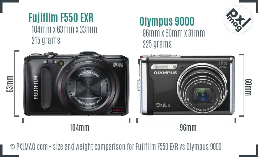 Fujifilm F550 EXR vs Olympus 9000 size comparison Fujifilm F550 EXR vs Olympus 9000 size comparison