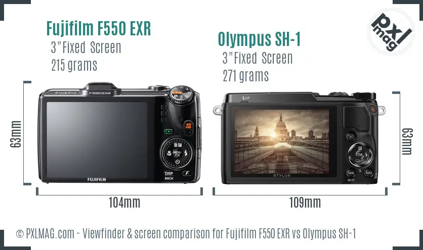 Fujifilm F550 EXR vs Olympus SH-1 Screen and Viewfinder comparison