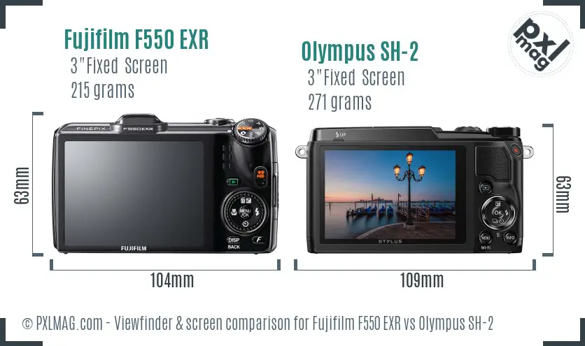 Fujifilm F550 EXR vs Olympus SH-2 Screen and Viewfinder comparison