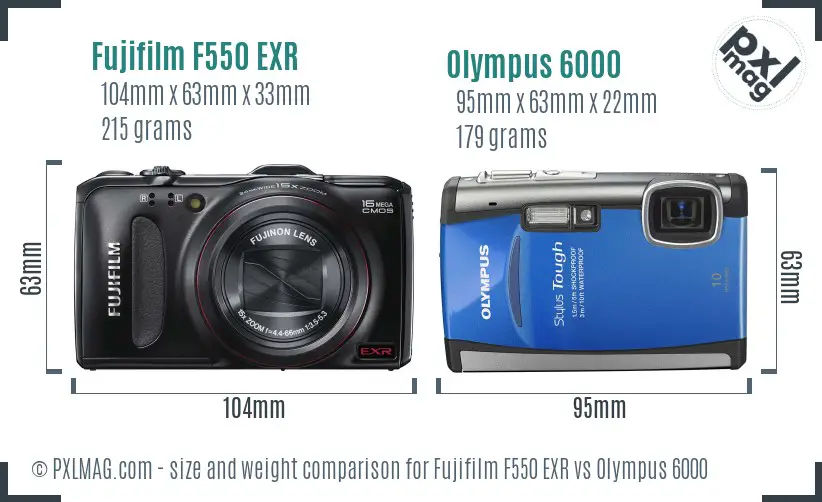 Fujifilm F550 EXR vs Olympus 6000 size comparison