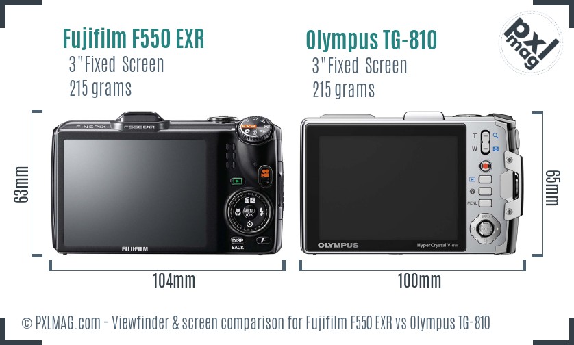Fujifilm F550 EXR vs Olympus TG-810 Screen and Viewfinder comparison