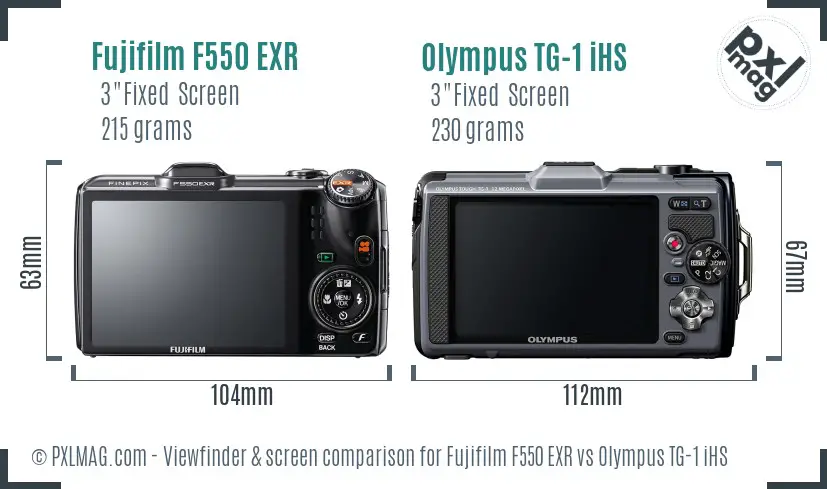 Fujifilm F550 EXR vs Olympus TG-1 iHS Screen and Viewfinder comparison