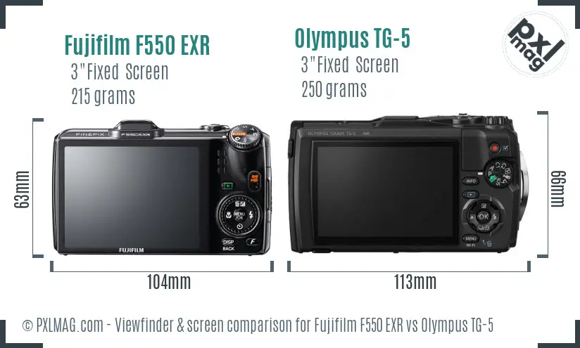 Fujifilm F550 EXR vs Olympus TG-5 Screen and Viewfinder comparison Fujifilm F550 EXR vs Olympus TG-5 Screen and Viewfinder comparison