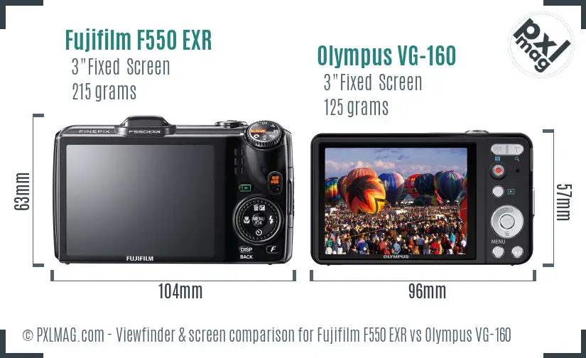 Fujifilm F550 EXR vs Olympus VG-160 Screen and Viewfinder comparison Fujifilm F550 EXR vs Olympus VG-160 Screen and Viewfinder comparison