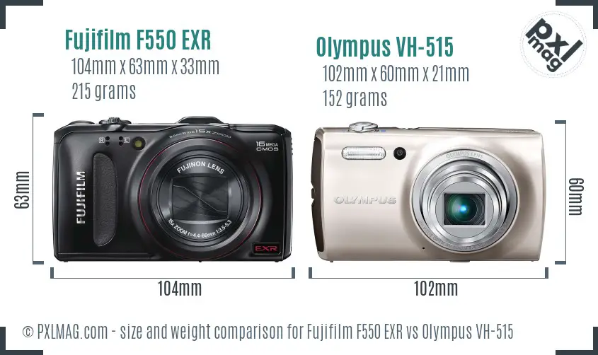 Fujifilm F550 EXR vs Olympus VH-515 size comparison