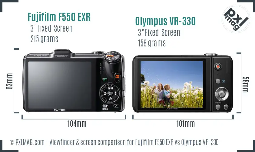 Fujifilm F550 EXR vs Olympus VR-330 Screen and Viewfinder comparison Fujifilm F550 EXR vs Olympus VR-330 Screen and Viewfinder comparison