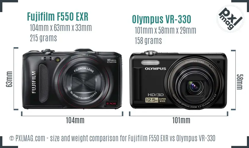 Fujifilm F550 EXR vs Olympus VR-330 size comparison Fujifilm F550 EXR vs Olympus VR-330 size comparison