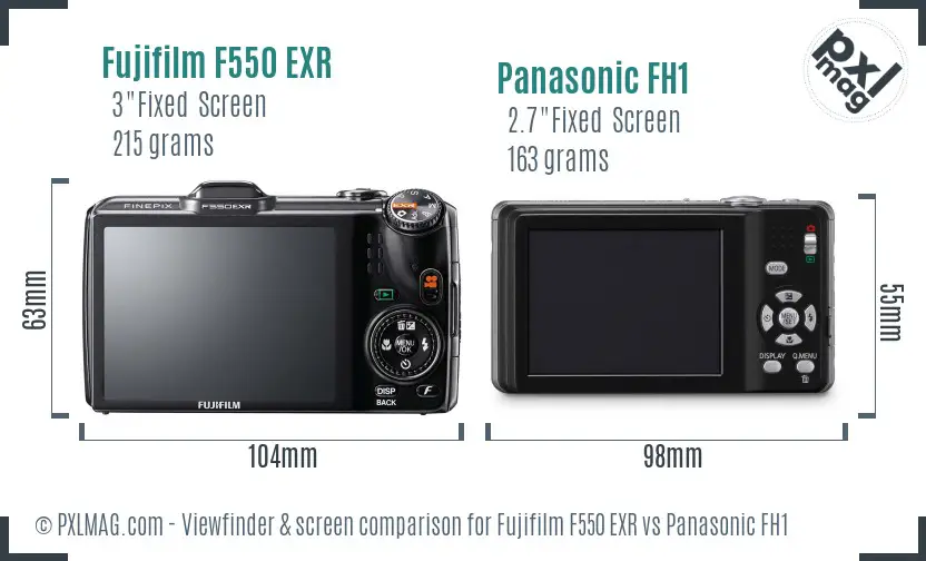 Fujifilm F550 EXR vs Panasonic FH1 Screen and Viewfinder comparison