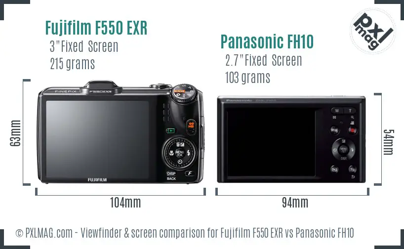 Fujifilm F550 EXR vs Panasonic FH10 Screen and Viewfinder comparison